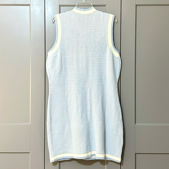 Rachel Parcell Tweed Knit Mini Dress Gold Buttons Preppy Academia Blue White XXL - Picture 4 of 13